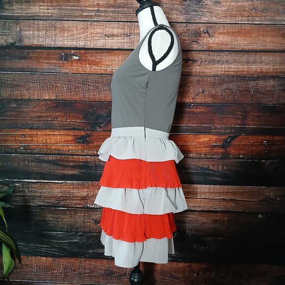 NWT Misope Dress M Tiered Ruffle Layered Lined Side Zip Tank Stretch Y2K - Picture 5 of 11